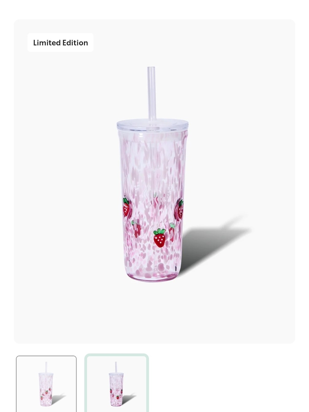 Starbucks Strawberry Pink Speckled Tumbler with Straw- Strawberry Collection